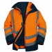 Parka 5 in 1 da pioggia : Cuciture impermeabili. Chiusura zip doppio cursore anti-freddo sotto baverina stringente. Polsini regolabili con chiusura con velcro. 3 tasche di cui 1 con zip all'interno. Alta visibilità : Classe 3 - Bande a bretella e parallel