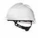Elmetto da cantiere polipropilene (PP) alta resistenza trattato anti-UV. Cuffia poliammide : 3 Fasce tessili con 8 punti di fissaggio. Frontalino spugna. Sistema innovativo di chiusura Rotor®, regolabile: giro-testa da 53 a 63 cm. 2 posizioni possibili de