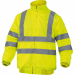 Giubbotto alta visibilità Oxford spalmato PU. Fodera pile poliestere. Maniche staccabili. Cuciture impermeabili. Cappuccio fisso. Collo foderato pile. Polsini e parte bassa bordo a coste. Categoria DPI: 2. Certificazione CE. Conformità alle norme EN ISO 1