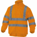 Giubbotto alta visibilità Oxford spalmato PU. Fodera pile poliestere. Maniche staccabili. Cuciture impermeabili. Cappuccio fisso. Collo foderato pile. Polsini e parte bassa bordo a coste. Categoria DPI: 2. Certificazione CE. Conformità alle norme EN ISO 1
