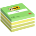 L'originale formato 76x76mm in un cubo colorato da 450 fogli, per non rimanere mai senza un foglietto Post-it. Pratici ed allegri nelle tonalità di colori assortiti Neon e Pastello. Colore: verde soft, verde acido, verde lime(x2), bianco(x3).