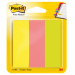 Segnapagina in carta, autoadesivi, scrivibili e riposizionabili. Formato 25x76mm. 100 fogli in tre colori assortiti: giallo, rosa, verde. Confezione da 300fogli.