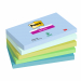 Foglietti Post-it® Super Sticky Oasis: blu jeans, verde menta, verde lime, verde trifoglio, verde cristallo di mare.