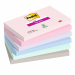 Foglietti Post-it® Super Sticky Soulful: colori rosa sale, rosa fenicottero, lavanda, blu jeans, verde menta, grigio pietra.
