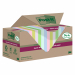 Foglietti Post-it®SuperSticky Green in carta riciclata al 100%. Doppia forza adesiva rispetto al trazizionale. Confezione in carta riciclata. Blocchetti da 70 fogli colori pastello assortiti.