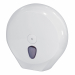 DISPENSER MURALE PER CARTA IGIENICA in ROTOLI minijumbo CON DIMENSIONI MASSIME DIAMETRO 23cm. DIMENSIONI DISPENSER H27,3 X P12,8 X L27cm. COLORE BIANCO coordinato linea Plus.