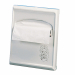 Dispenser murale per copri water bianco. Dimensioni: 29,5x5,5x23cm. Capacità 200 fogli piegati in 4.