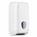 DISPENSER MURALE PER CARTA IGIENICA IN FOGLI INTERFOGLIATI. CAPACITÀ MASSIMA 500 FOGLIETTI. DIMENSIONI DISPENSER H307XP133XL158MM COLORE BIANCO CON LENTE RISERVA.