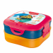 Lunch box composto da 3 compartimenti per cibi.Facili da aprire, a prova di perdita e totalmente smontabil per un lavaggio completo. Utilizzabili in microonde e freezer.