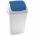 Pattumiera con coperchio basculante colore blu in polipropilene ad alta densità. Il coperchio basculante è utile come fermasacco. Contenitore stabile e di facile manutenzione. Il coperchio colorato è ideale per differenziare la raccolta. Dimensioni: L44 x
