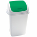 Pattumiera con coperchio basculante colore verde in polipropilene ad alta densità. Il coperchio basculante è utile come fermasacco. Contenitore stabile e di facile manutenzione. Il coperchio colorato è ideale per differenziare la raccolta. Dimensioni: L44