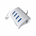 Multipresa da tavolo dal design moderno e raffinato, si adatta perfettamente a qualsiasi tipo di arredamento. Presa multipla composta da: 4 prese bipasso 2P+T 10/16 A - 1 presa Schuko 10 A 2 porte USB tipo A. Input: 110-230 V, 50-60 Hz. Output: DC 5 V +/-
