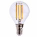 Lampada LED Classe tipo F luce bianca calda (3000K). Potenza 6W. Potenza equivalente 12w. Risparmio energetico 90%. Tensione di lavoro 220-240v. Attacco E14. Cri >80. Lumen 806. Angolo di illuminazione >360¦. Misure d.45 x h. 80mm