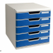 Modulo a 5 cassetti da 5,4cm formato L 28,8x H 32x P 35cm. Sistema di archiviazione elegante e funzionale per l'archiviazione dei documenti formato a4+. I vari moduli a4 e a3 sono sovrapponibili ad incastro. Ogni modulo puo' variare come numero e altezza 