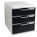 Modulo a 3 cassetti (2 da 8,2cm + 1 da 11cm) formato L 28,8x H 32x P 35cm. sistema di archiviazione elegante e funzionale per l'archiviazione dei documenti formato a4+. I vari moduli a4 e a3 sono sovrapponibili ad incastro. Ogni modulo puo' variare come n