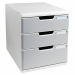 Modulo a 3 cassetti (2 da 8,2cm + 1 da 11cm) formato L 28,8x H 32x P 35cm. Sistema di archiviazione elegante e funzionale per l'archiviazione dei documenti formato a4+. I vari moduli a4 e a3 sono sovrapponibili ad incastro. Ogni modulo puo' variare come n
