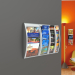 Elegante espositore da muro in polistirene. Disponibile per formati a4, a5 e 1/3 a4. I diversi moduli possono essere affiancati per creare pannelli espositivi. 5 tasche 1/3 a4 . Dimensioni: 18,1x9,5x65cm