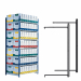 Scaffale regolabile ad alta capacità con sistema di montaggio a incastro, senza alcun attrezzo. Scaffali in acciaio 12,5/10 e verniciatura epossidica. Portata massima 180 Kg per ripiano. Altezza 2 metri, larghezza 1 metro, profondita 68cm. Il modulo base 