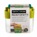 Dispenser sapone stoviglie con spugna abrasiva. Dimensioni: 14x9xH12cm.