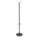 Appendiabiti di design in acciaio nero e legno con base appesantita raccogli gocce. Dotato di 6 supporti abito piatti in legno chiaro e portaombrelli. Dimensioni: base Ø35,5 - altezza 175cm. Tubo : Ø 38mm.