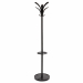 Appendiabiti in acciaio e abs con base appesantita. Dotato di 6 supporti abito, 3 ganci e portaombrelli con raccogli acqua. Testa girevole. Colore nero. Dimensione ° 38 x 175cm