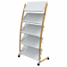 Il moderno ed elegante espositore su rotelle DD5PMW è la soluzione ideale per esporre con stile riviste o brochure nella vostra area di ricevimento. Con i suoi 5 scomparti 24x32 cm (A4), ciascuno profondo 4 cm, vi consentirà di esporre un'ampia gamma di f