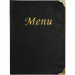 Porta menu' in pvc semplice e classico con angoli in metallo dorato. Formato da 4 buste trasparenti saldate sul dorso e 2 buste saldate sulle facce interne della copertina (per contenere in totale di 10 fogli).