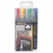 Pennarelli a gesso liquido resistenti all’acqua, per creare scritte impermeabili e resistenti su qualsiasi superficie non porosa come vetri e lavagne. Rimovibile solo con l'apposito spray Securit. 4 colori base (giallo, verde, rosso, blu)