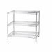 Kit scaffali in acciaio cromato con tubolari Ø 2,54cm e piedini regolabili Profondità scaffali 60cm adatti per archivi e magazzini. 3 ripiani dimensioni totali: 60x90cm H90cm. Portata 100kg.