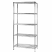 Kit scaffali in acciaio cromato con tubolari Ø 2,54cm e piedini regolabili Profondità scaffali 60cm adatti per archivi e magazzini. 5 ripiani dimensioni totali: 60x90cm H200cm. Portata 100kg.