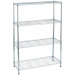 Librerie in acciaio cromato con tubolari diametro 2,54 e piedini regolabili. 4 ripiani - 36x90cm h137cm. Portata max 50kg per ripiano.
