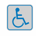 Etichette di indicazione per interni su pellicola autoadesiva colore argento opaco con pittogramma blu. Formato 82x82mm. Adatti per segnaletica in aree private.