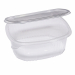 Contenitori ovali in PET con coperchio incernierato. Ideali per cibi freddi, con conservazione in frigo e freezer.
Modello:  G5-2000
Dimensioni superiori esterne: 22,5 x 19,2cm
Dimensioni superiori interne: 20 x 16,4cm
Fondo: 18,8 x 15cm
Altezza: 7,7cm
Ca