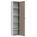 Armadio multiuso monoblocco Dimensioni (LxPxH ): 420x330x1800mm. Dimensioni vano(LxPxH): 418x310x1700mm. Base su zoccolo in acciaio, h. 100 mm. Corpo formato da pannellature spessore 6/10 elettrosaldate, fondo,cappello, schiena ,fianchi con asole spessore