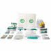 Armadietto in plastica colore bianco. Dotato di 2 ante e 2 ripiani interni. Dimensioni: 45x37,5x13cm. Contenuto: kit allegato 1 + termometro + sfigmomanometro.