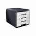 Linea di accessori da scrivania di qualità e stile. Realizzata in materiale infrangibile con accostamenti di finiture lucide e satinate. Cassettiera Dotata di 4 cassetti a scorrimento silenziato e blocco a fine corsa. Le cassettiere Mydesk sono accostabil