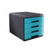 Linea di accessori da scrivania di qualità e stile. Realizzata in materiale infrangibile con accostamenti di finiture lucide e satinate. Cassettiera Dotata di 4 cassetti a scorrimento silenziato e blocco a fine corsa. Le cassettiere Mydesk sono accostabil