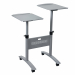 Resistente carrello per proiezione multimediale dotato di due piattaforme distinte: una per il notebook e l'altra per il proiettore. Entrambe si inclinano e ruotano di 360° per ottenere l' angolo di presentazione migliore. Ciascuna piattaforma (38x43cm ci