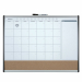La lavagna combinata con calendario quartet Þ dotata di una superficie magnetica cancellabile a secco con griglia calendario al di sopra di un pannello in sughero- il tutto in un'elegante cornice curva nero e argento. Dim.: 585 mm x 430 mm. Include nastro