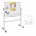 Lavagna ideale in sale conferenza, scuole ecc. doppia superficie in acciao laccato, magnetica, scrivibile e cancellabile con marcatori a secco. Girevole sull'asse orizzontale- dotata di 4 ruote bloccabili. Altezza totale 180cm- larghezza 55cm.