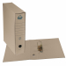 Registratori Eco con custodia (spessore 1,5 mm). Risguardo in carta riciclata tono su tono. Cartella e custodia rivestite con cartone riciclato tono su tono. Meccanismo interno a leva e pressino in metallo. Occhiello sul dorso per l'estrazione. Formato pr