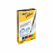Astuccio 4 colori assortiti. Pennarello per lavagne cancellabili. Inchiostro a base di chetone. Si cancella perfettamente senza lasciare segni. Cappuccio del colore dell’inchiostro con blocco di sicurezza. Fusto jumbo in plastica. Punta scalpello con larg