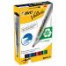 Astuccio 4 colori. Marcatore per lavagne cancellabili. Inchiostro a base d'alcool, odore tenue, cancellabile a secco da quasi tutte le superfici liscie. Fusto in plastica riciclata.
Punta 1,5mm.