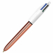 La classica penna sfera a scatto 4 colori in versione Rose Gold. Fusto metallizzato color oro rosa. Inchiostri classici (nero, blu, rosso, verde). Punta 1,0mm.
