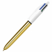La classica penna sfera a scatto 4 colori in versione Shine Oro. Inchiostri classici (nero, blu, rosso, verde). Fusto con effetto metallizzato.
Punta 1,0mm.