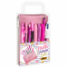 Set scrittura:
1 penna BIC 4 Colours Shine rosa
1 penna a sfera BIC Cristal Fun con tappo rosa abbinato all’inchiostro
1 pennarello BIC Intensity Fine rosa
1 penna BIC Gelocity Quick Dry rosa
1 matita BIC Evolution Fluo rosa
1 portamine ricaricabile BIC V