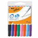 Astuccio 8 colori. Pennarello per lavagne cancellabili. Inchiostro a base di chetone. Si cancella perfettamente senza lasciare segni. Cappuccio del colore dell’inchiostro con blocco di sicurezza. Fusto in plastica. Punta 1,4mm.