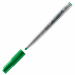 Pennarello per lavagne cancellabili. Inchiostro a base di chetone. Si cancella perfettamente senza lasciare segni. Cappuccio del colore dell’inchiostro con blocco di sicurezza. Fusto in plastica. Punta 1,4mm. Colore: verde.