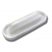 Cancellino magnetico per lavagne. Corpo in plastica bianco e superficie pulente in feltro.