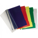 In plastica con copertina trasparente e retro colorato.Meccanismo ad aghi per inserire fogli preforati. Colori: blu, verde rosso e giallo. Formato 29,7x21 cm. Versione semplice e con copertina personalizzabile 